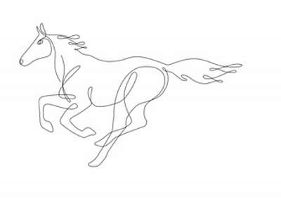 Vágtató ló (vonalrajz, line art) (fotótapéta) - vászonkép, falikép otthonra és irodába