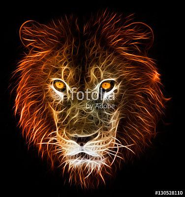 Az oroszlán digitális fantázia fraktál design művészete (fotótapéta) - vászonkép, falikép otthonra és irodába