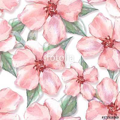 Floral seamless pattern 10. Watercolor background with delicate  (többrészes kép) - vászonkép, falikép otthonra és irodába