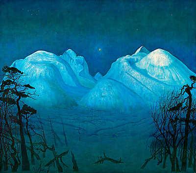 Téli este a hegyekben - színverzió 1. (bögre) - vászonkép, falikép otthonra és irodába