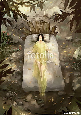illusztráció az erdőben alvó digitális festészet (poszter) - vászonkép, falikép otthonra és irodába