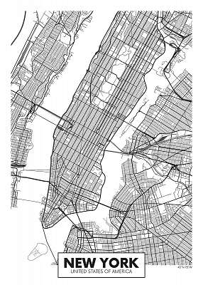 Vektor poszter térkép város New York (vászonkép óra) - vászonkép, falikép otthonra és irodába