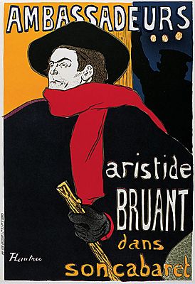 Ambassadeurs - Aristide Bruant dans Soncabaret (többrészes kép) - vászonkép, falikép otthonra és irodába