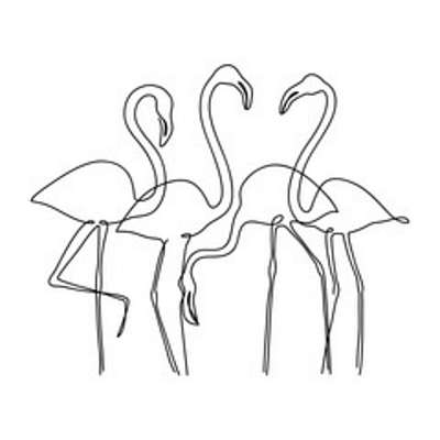 Flamingók (vonalrajz, line art) (keretezett kép) - vászonkép, falikép otthonra és irodába