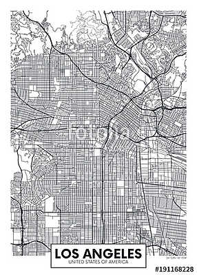 Vector poster map city Los Angeles (vászonkép óra) - vászonkép, falikép otthonra és irodába