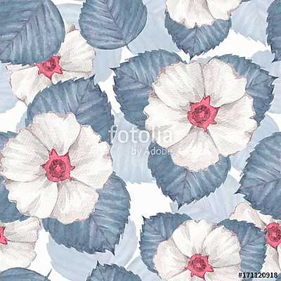 Delicate floral seamless pattern. Watercolor background with whi (poszter) - vászonkép, falikép otthonra és irodába