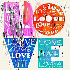 Love - L.O.V.E. (többrészes kép) - vászonkép, falikép otthonra és irodába
