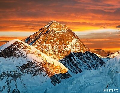 Esti kilátás a Mount Everestről a Kala Pattharról (többrészes kép) - vászonkép, falikép otthonra és irodába