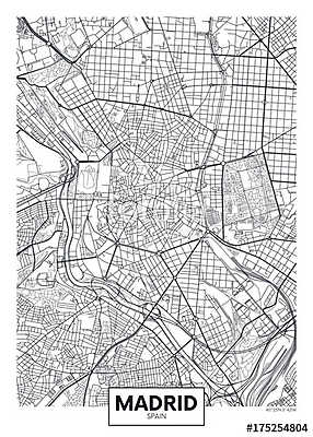 Részletes vektor poszter várostérkép Madrid (többrészes kép) - vászonkép, falikép otthonra és irodába