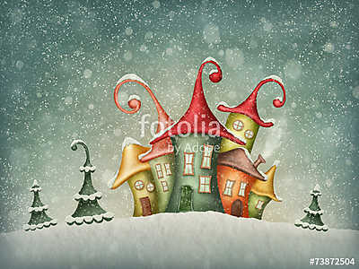 Téli házak (fotótapéta) - vászonkép, falikép otthonra és irodába