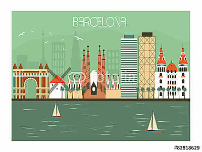 Barcelona Spain (poszter) - vászonkép, falikép otthonra és irodába