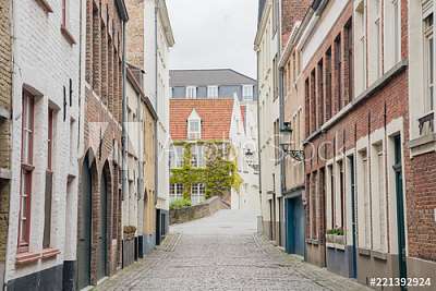 Brugge, Belgium - utcarészlet (többrészes kép) - vászonkép, falikép otthonra és irodába
