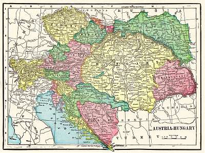 Magyarország és Ausztria térképe (többrészes kép) - vászonkép, falikép otthonra és irodába