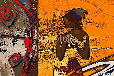afro motívum etnikai retro vintage (fotótapéta) - vászonkép, falikép otthonra és irodába