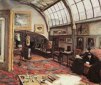 Festőművész műterme (1902) (vászonkép óra) - vászonkép, falikép otthonra és irodába