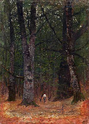 Ember a fák között (színverzió 1.) (poszter) - vászonkép, falikép otthonra és irodába