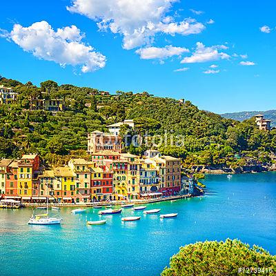Portofino színes házai (fotótapéta) - vászonkép, falikép otthonra és irodába