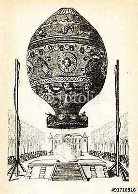 Montgolfière léggömb első emelkedése Párizs közelében (poszter) - vászonkép, falikép otthonra és irodába