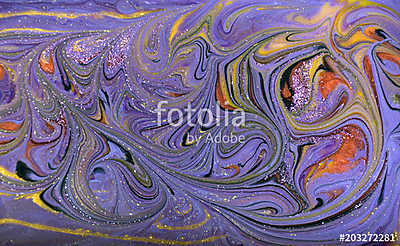 Marble abstract acrylic background. Violet marbling artwork texture. Marbled ripple pattern. (többrészes kép) - vászonkép, falikép otthonra és irodába