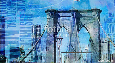 NY Brooklyn Bridge (vászonkép óra) - vászonkép, falikép otthonra és irodába