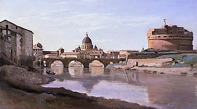 Róma, az Angyalvár és a Ponte Sant’Angelo (többrészes kép) - vászonkép, falikép otthonra és irodába