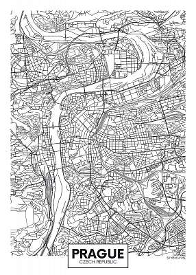 Részletes vektor poszter várostérkép Prága (többrészes kép) - vászonkép, falikép otthonra és irodába