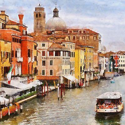Velence, Grand Canal (keretezett kép) - vászonkép, falikép otthonra és irodába