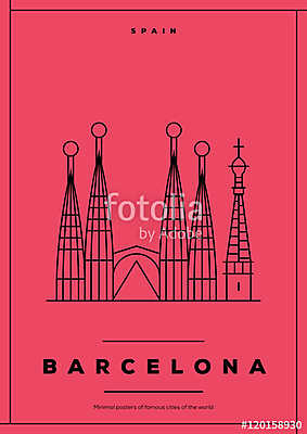 Minimal Barcelona City Poster Design (fotótapéta) - vászonkép, falikép otthonra és irodába