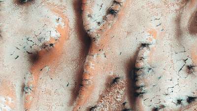 Szárazjég az északi sark dűnéin, Mars felszín (fotótapéta) - vászonkép, falikép otthonra és irodába