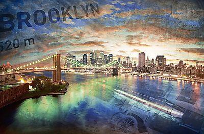 New York, Brooklyn-híd (többrészes kép) - vászonkép, falikép otthonra és irodába