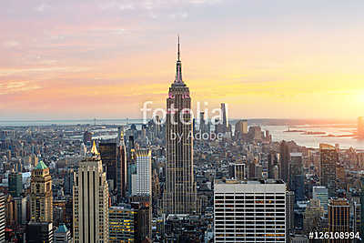 New York-i Skyline a birodalom államépítésével (fotótapéta) - vászonkép, falikép otthonra és irodába