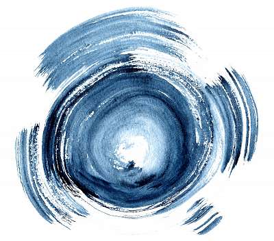 Hand drawn acrylic element, blue round stroke isolated on white background. (többrészes kép) - vászonkép, falikép otthonra és irodába