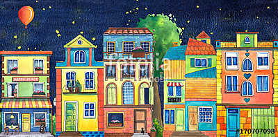 Éjszakai házak (fotótapéta) - vászonkép, falikép otthonra és irodába