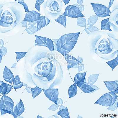 Delicate roses 3. Hand drawn watercolor floral seamless pattern (bögre) - vászonkép, falikép otthonra és irodába