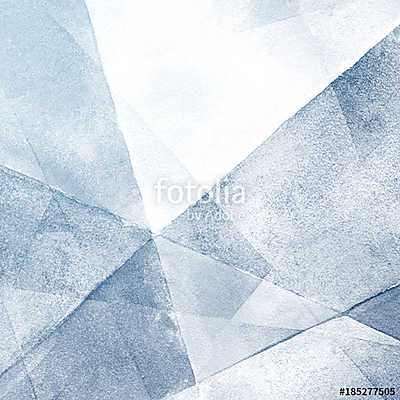 Watercolor light blue background. Hand painted abstractly crumpled folded paper. Triangle geometric pattern. (többrészes kép) - vászonkép, falikép otthonra és irodába