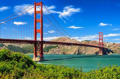 Golden Gate híd élénk napja táj, San Francisco (többrészes kép) - vászonkép, falikép otthonra és irodába