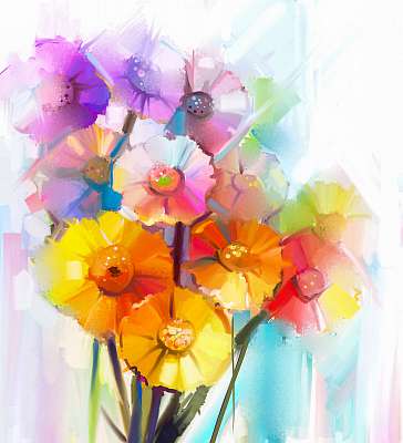 Absztrakt színes virágzás (olajfestmény reprodukció) (fotótapéta) - vászonkép, falikép otthonra és irodába