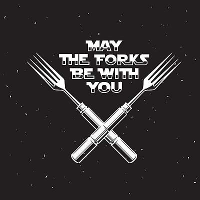 May the forks be with you kitchen and cooking related poster. Ve (poszter) - vászonkép, falikép otthonra és irodába
