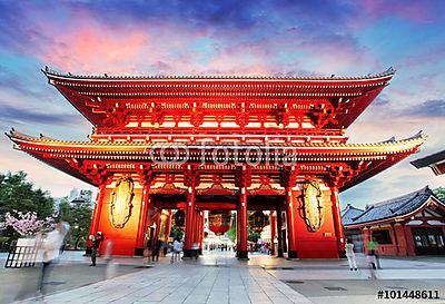 Tokió - Japán, Asakusa templom (többrészes kép) - vászonkép, falikép otthonra és irodába