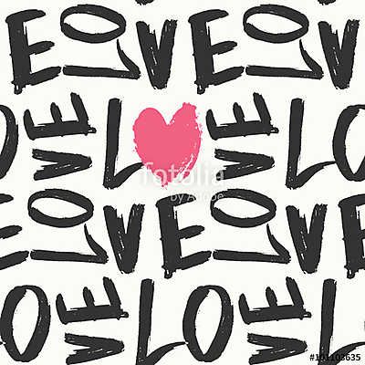 Love Seamless Pattern (keretezett kép) - vászonkép, falikép otthonra és irodába
