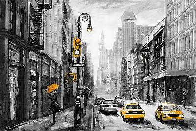 New York utcáin (olajfestmény reprodukció) (poszter) - vászonkép, falikép otthonra és irodába