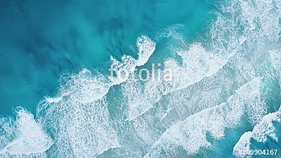 Waves on the beach as a background. Beautiful natural background at the summer time (bögre) - vászonkép, falikép otthonra és irodába