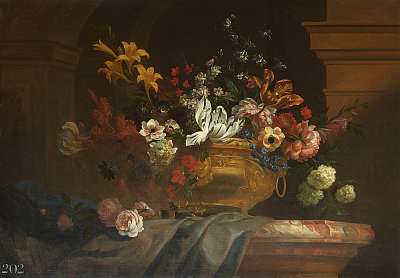 Virágok vázában (keretezett kép) - vászonkép, falikép otthonra és irodába