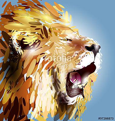 Vektoros illusztráció az oroszlánfej (bögre) - vászonkép, falikép otthonra és irodába