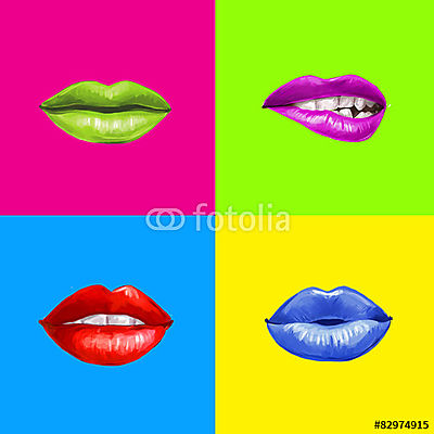 Pop art ajkak.Lips háttér. (fotótapéta) - vászonkép, falikép otthonra és irodába