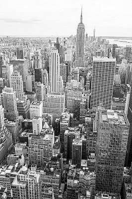 Nézd meg Midtown Manhattan New York City skyline monokróm bl (keretezett kép) - vászonkép, falikép otthonra és irodába