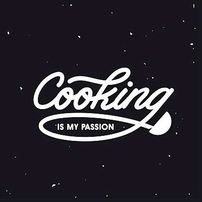 Cooking is my passion lettering poster. Vector vintage illustrat (fotótapéta) - vászonkép, falikép otthonra és irodába