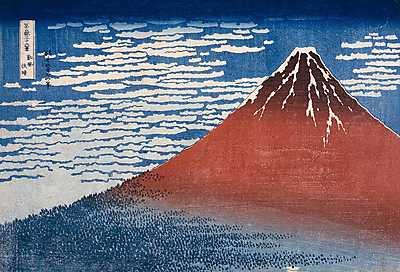 Vörös Fuji (színváltozat 2.) (vászonkép óra) - vászonkép, falikép otthonra és irodába
