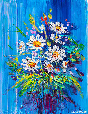 Százszorszép virágok (olajfestmény reprodukció) (poszter) - vászonkép, falikép otthonra és irodába
