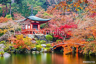 Kyoto, Japán a Daigoji-templomban ősszel. (többrészes kép) - vászonkép, falikép otthonra és irodába